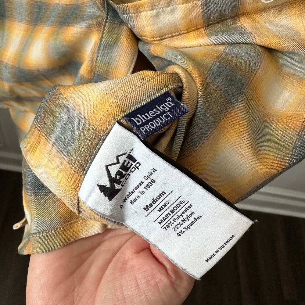 REI Co-Op Plaid Yellow Button Down Medium Mens Bluesign Product Mens - Picture 4 of 5